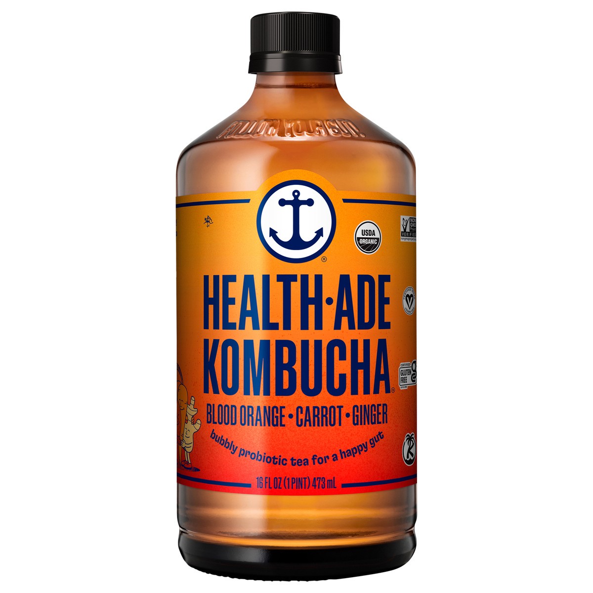 slide 1 of 4, Health-Ade Health Ade Kombucha 16oz - Blood Orange Carrot Ginger, 16 fl oz