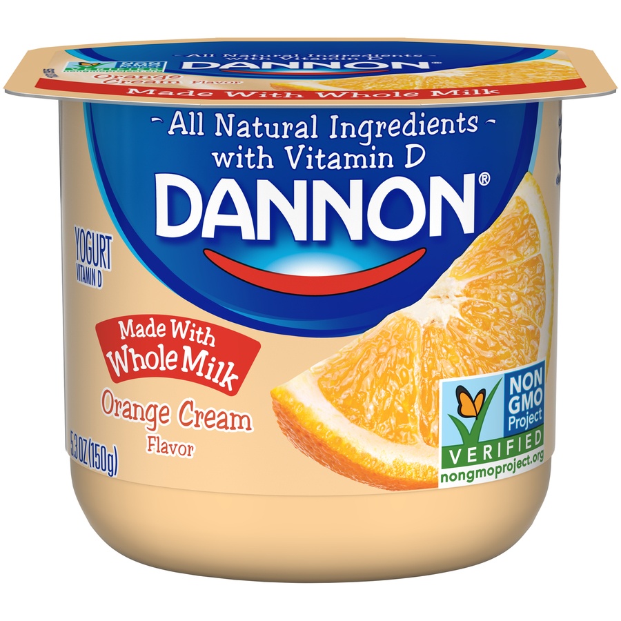 slide 1 of 1, Dannon Brand Blended Whole Milk Yogurt Orange Cream, 5.3 oz