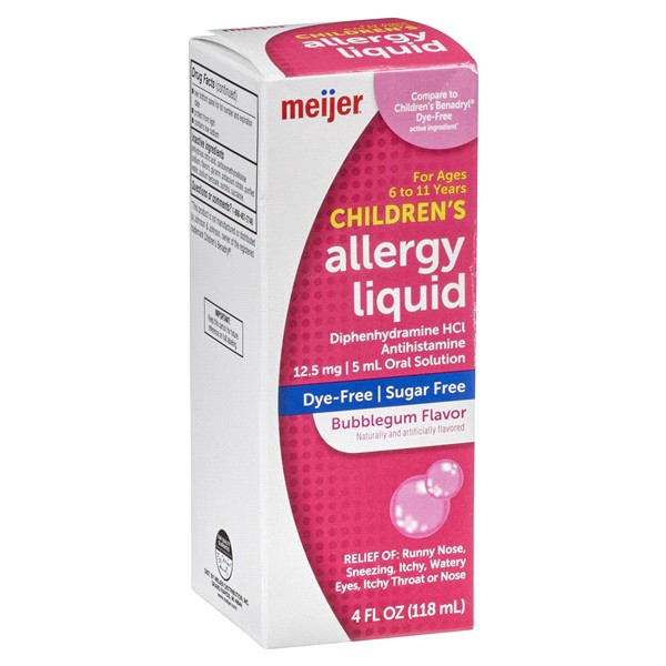 slide 4 of 29, Meijer Dye-Free Childrens Allergy Liquid, Bubble Gum Flavor, 4 oz