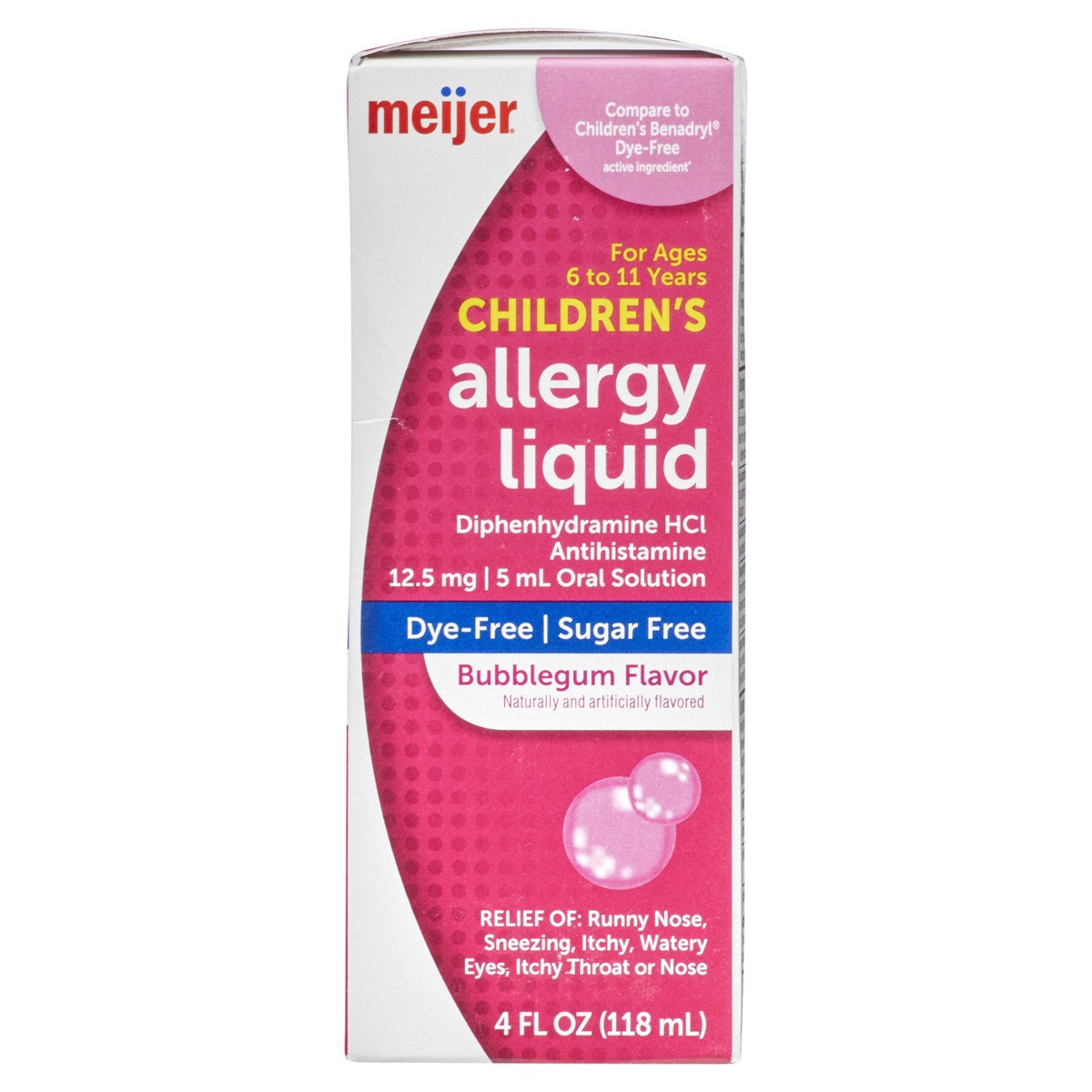 slide 25 of 29, Meijer Dye-Free Childrens Allergy Liquid, Bubble Gum Flavor, 4 oz