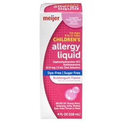Meijer Dye-Free Childrens Allergy Liquid, Bubble Gum Flavor