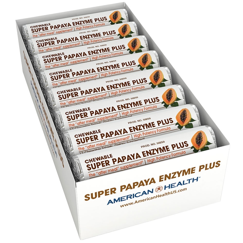 slide 1 of 1, American Health Super Papaya Enzyme Plus Rollpack, 12 ct