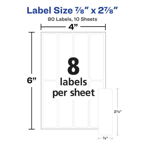 slide 5 of 5, Avery Permanent Erasable Multipurpose Labels, 5429, White, 80 ct; 7/8 in x 2 7/8 in