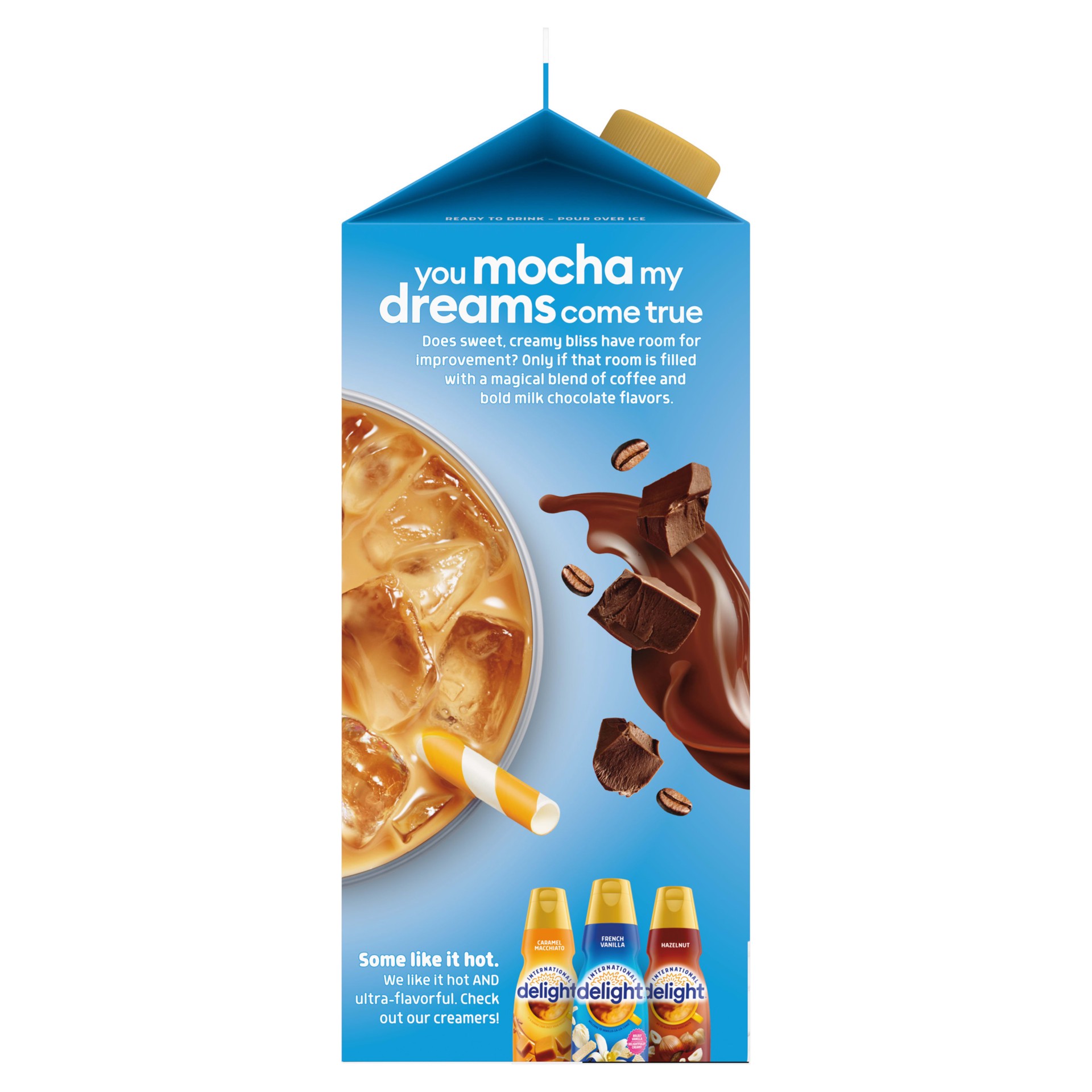 slide 2 of 5, International Delight Iced Coffee, Mocha, Ready to Pour Coffee Drinks Made with Real Milk and Cream, 64 FL OZ Carton, 64 fl oz