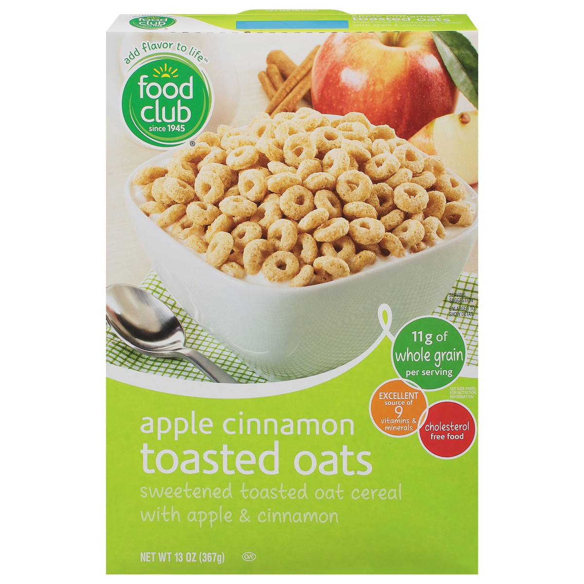 slide 3 of 4, Food Club Toasted Oats Apple Cinnamon Cereal 13 oz, 13 oz
