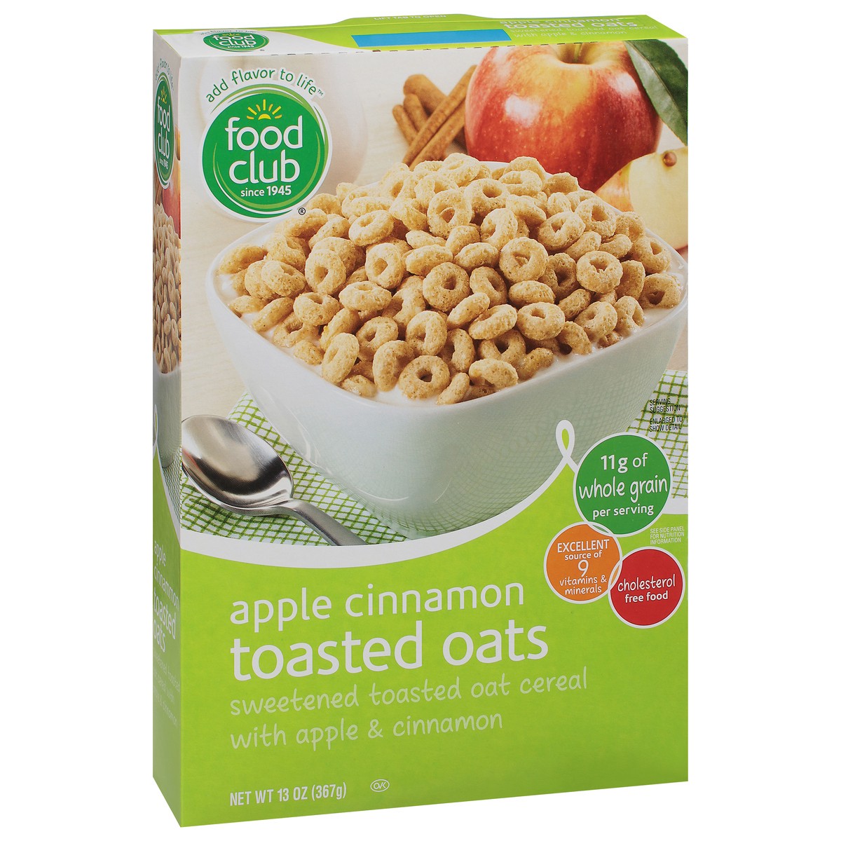 slide 2 of 4, Food Club Toasted Oats Apple Cinnamon Cereal 13 oz, 13 oz