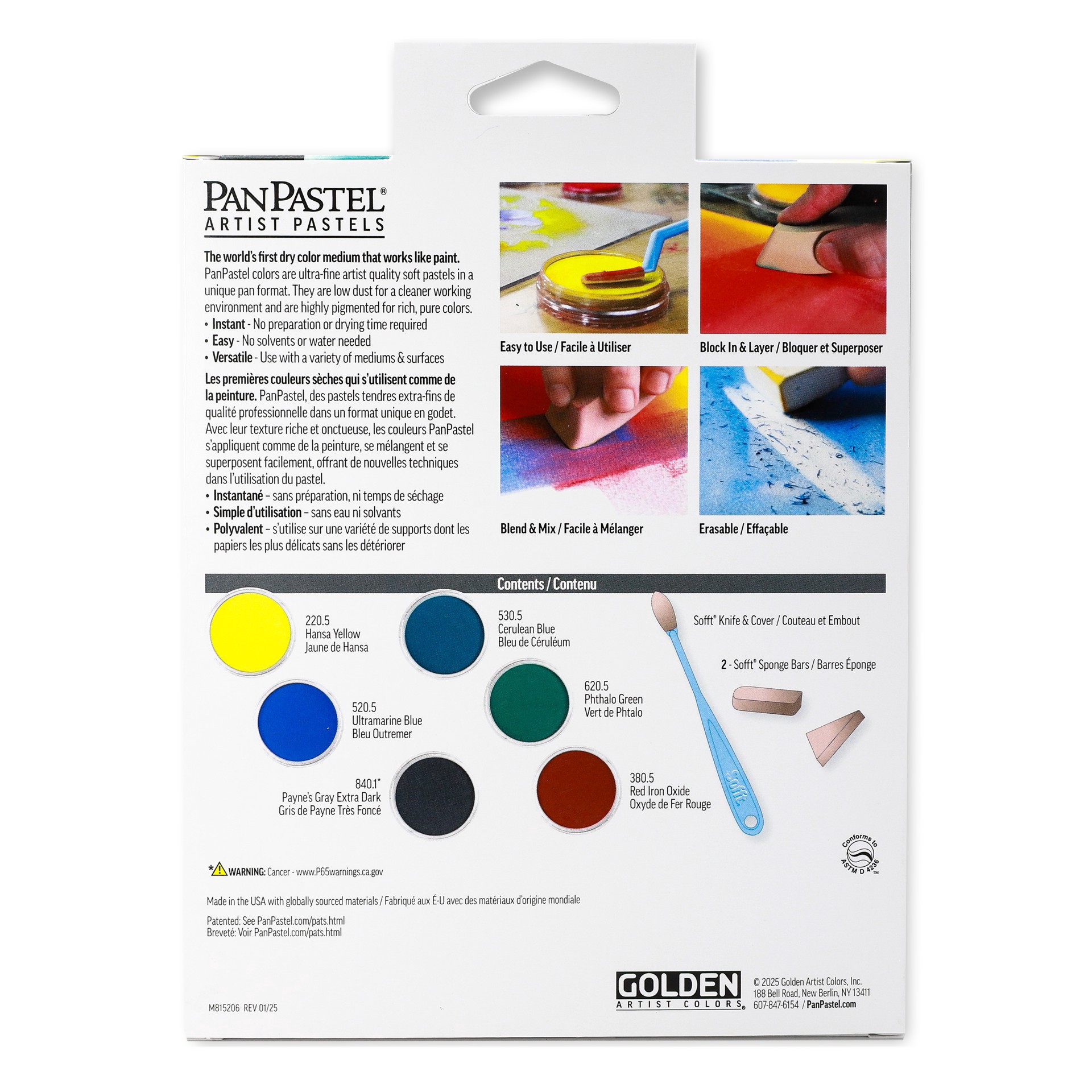 slide 3 of 9, Panpastel 6 Color Artist Pastels Set, includes sofft® knife and cover and 2 sponge bars