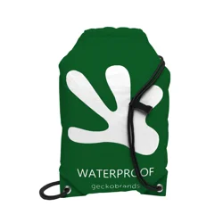Geckobrands Waterproof Drawstring Backpack - Hunter Green/ White