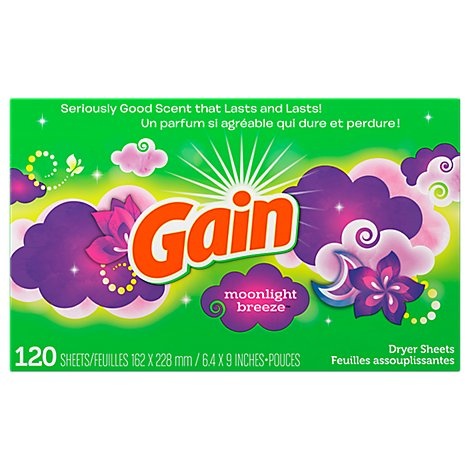 slide 1 of 1, Gain Dryer Sheets Moonlight Breeze, 120 ct