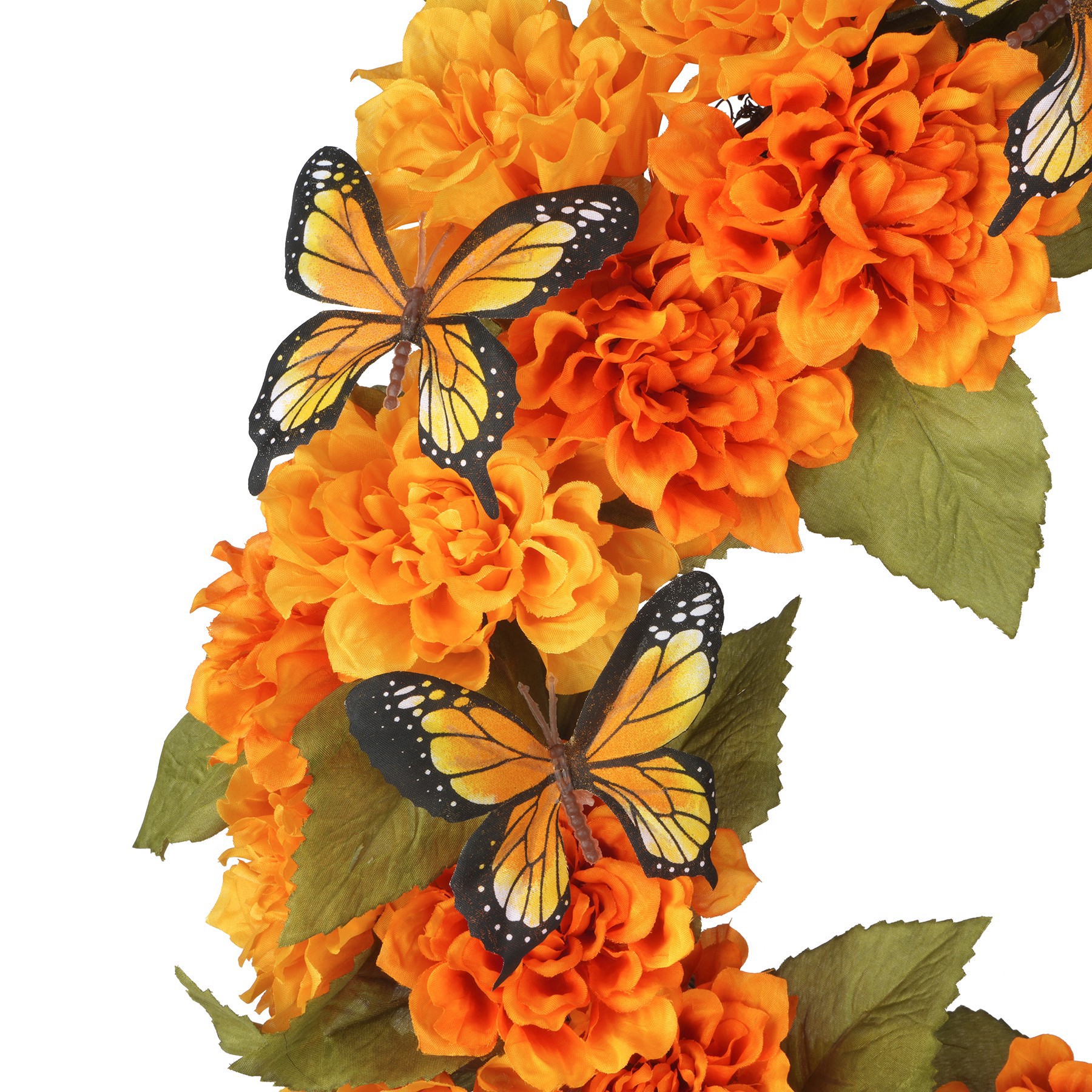 slide 2 of 2, 20" Orange Marigold & Butterfly Wreath By Ashland, 20 in