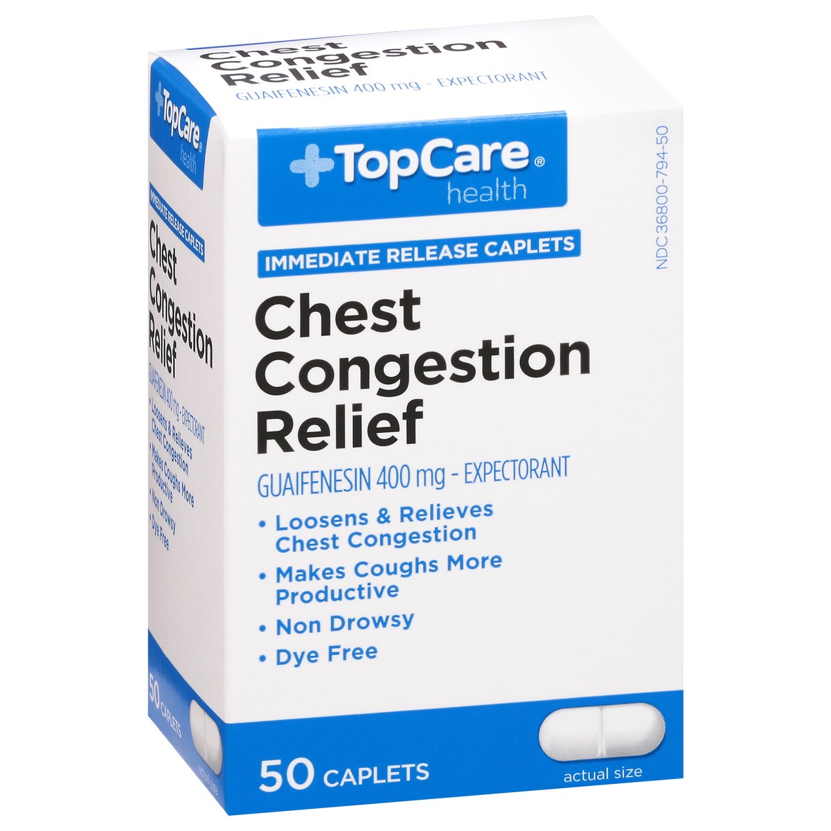 slide 4 of 9, TopCare Chest Congestion Relief, 50 ct