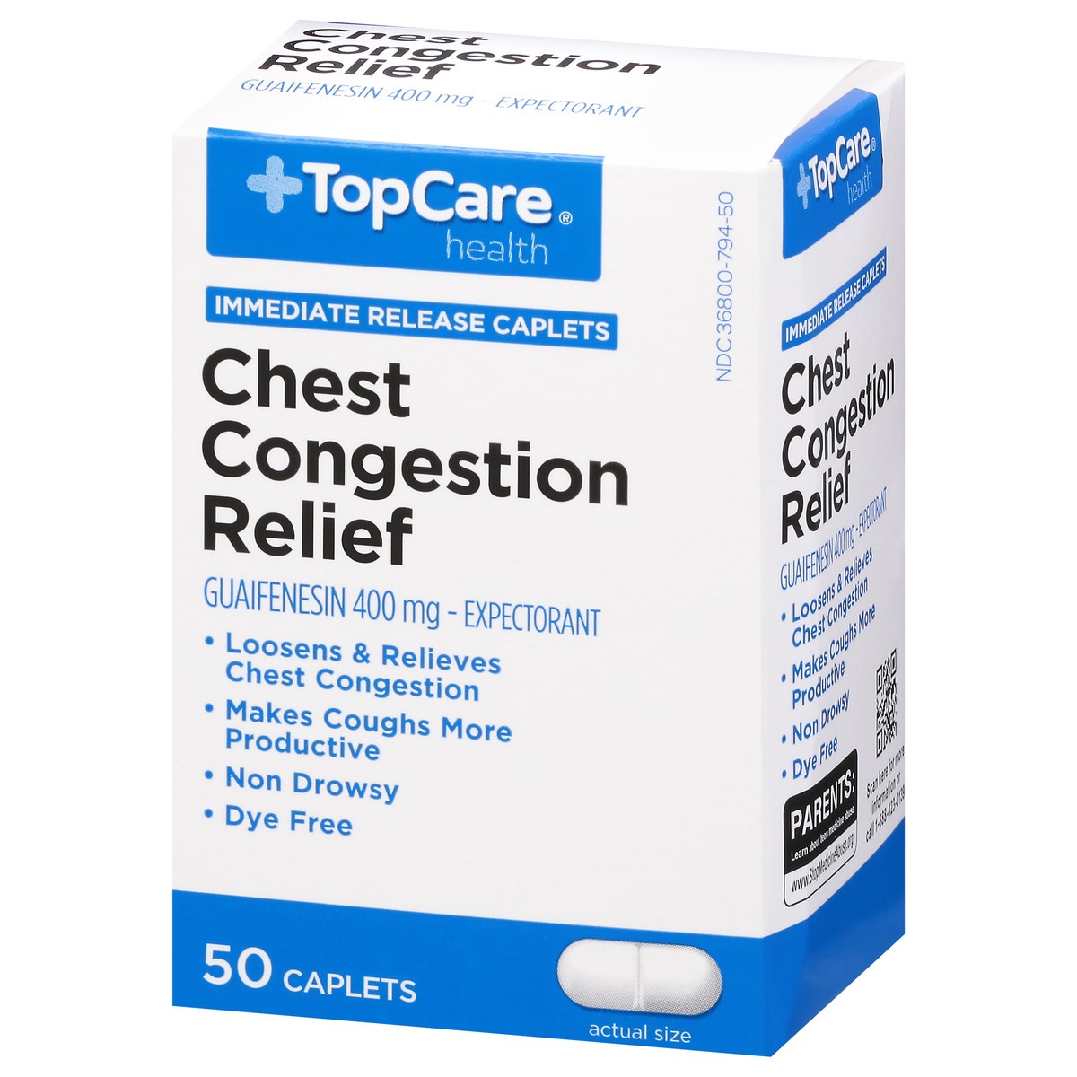 slide 5 of 9, TopCare Chest Congestion Relief, 50 ct