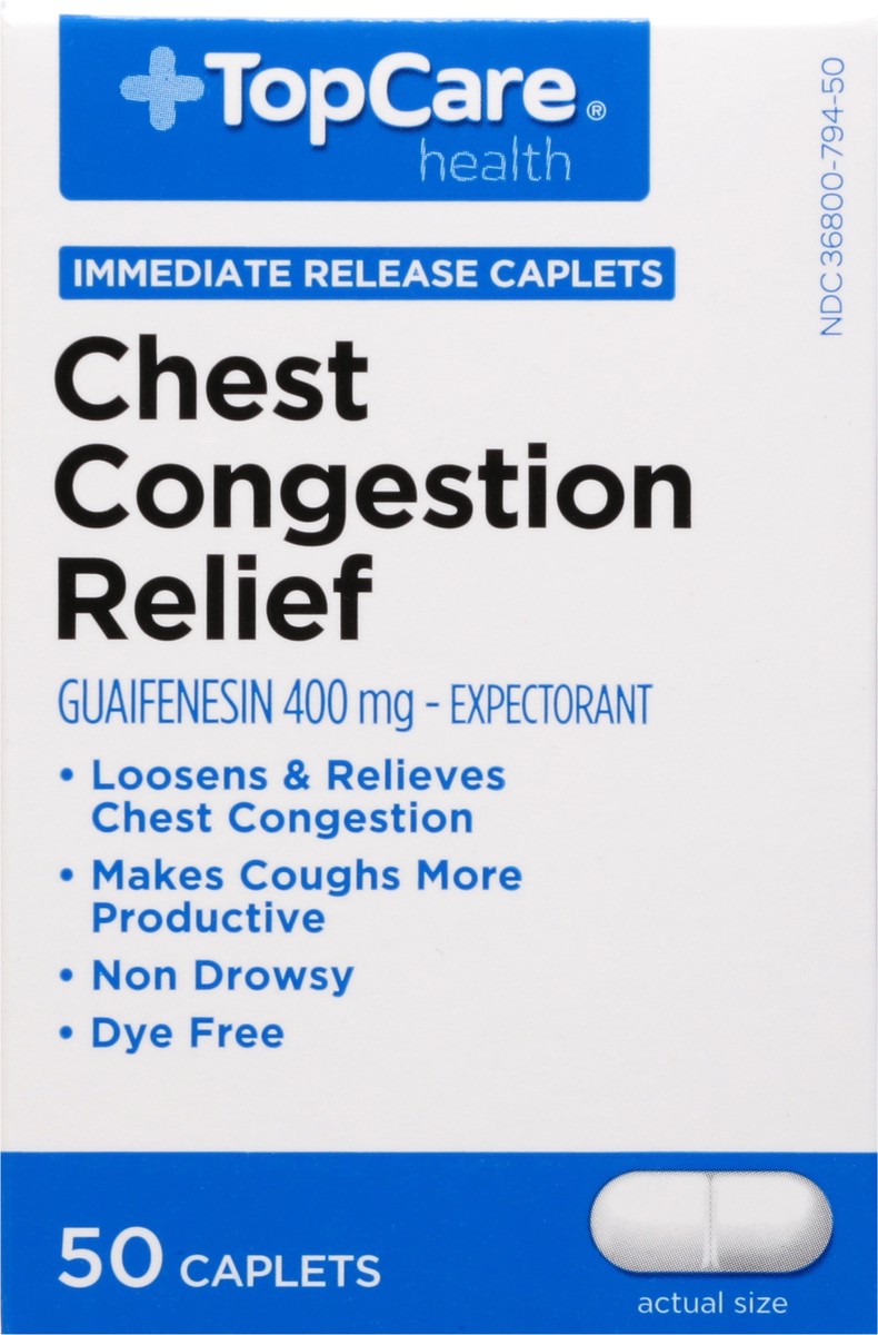 slide 3 of 9, TopCare Chest Congestion Relief, 50 ct