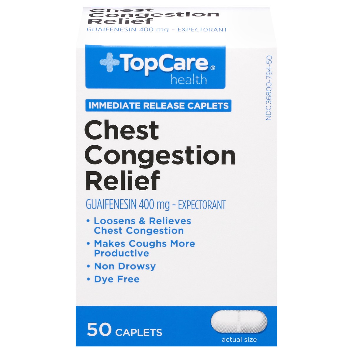 slide 1 of 9, TopCare Chest Congestion Relief, 50 ct