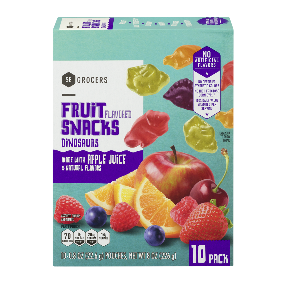 slide 1 of 1, SE Grocers Flavored Fruit Snacks Dinosaurs - 10 CT, 10 ct; 8 oz