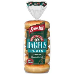 Sara Lee Plain Bagels, 6 count, Pre-sliced Bagels, 13 oz Bag