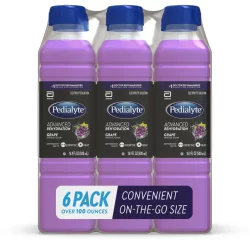 Pedialyte Advanced Rehydration Grape Flavored Electrolyte Solution - 6 ct; 16.9 fl oz