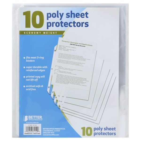 slide 1 of 1, Better Office Products Sheet Protectors, 10 ct