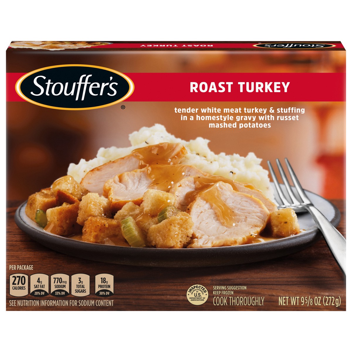 slide 1 of 9, Stouffer's Roast Turkey Frozen Meal, 9.62 oz