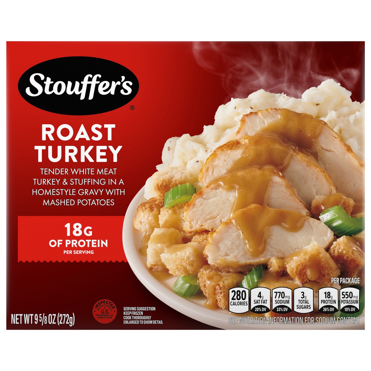 slide 1 of 9, Stouffer's Roast Turkey Frozen Meal, 9.625 oz