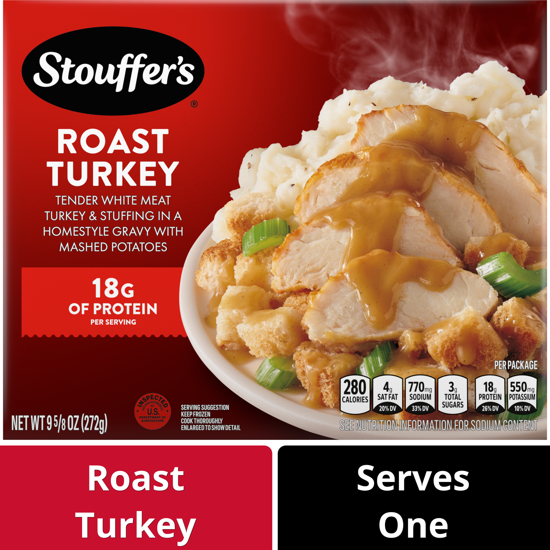 slide 1 of 9, Stouffer's Roast Turkey Frozen Meal, 9.62 oz