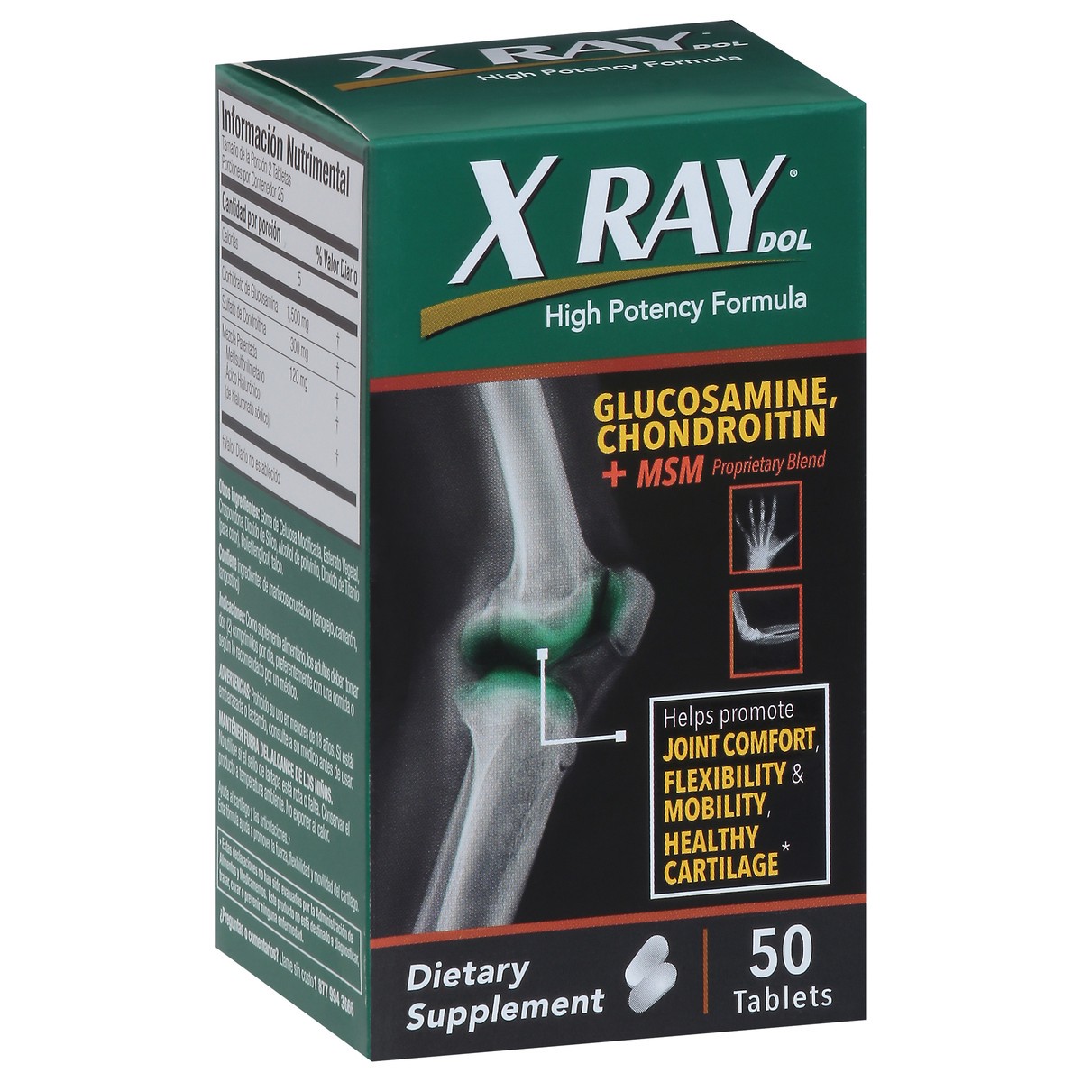 slide 10 of 13, X Ray Dol High Potency Formula 50 Tablets, 50 ct