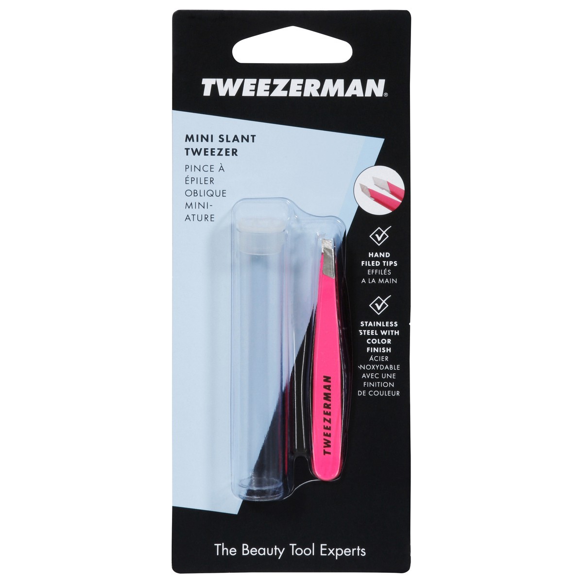 slide 1 of 7, Tweezerman Neon Pink Mini Slant Tweezer 1 ea, 1 ct