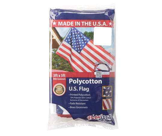 slide 1 of 1, VALLEY FORGE 3'X5' Polycotton U.S. Flag, 3 ft x 5 ft