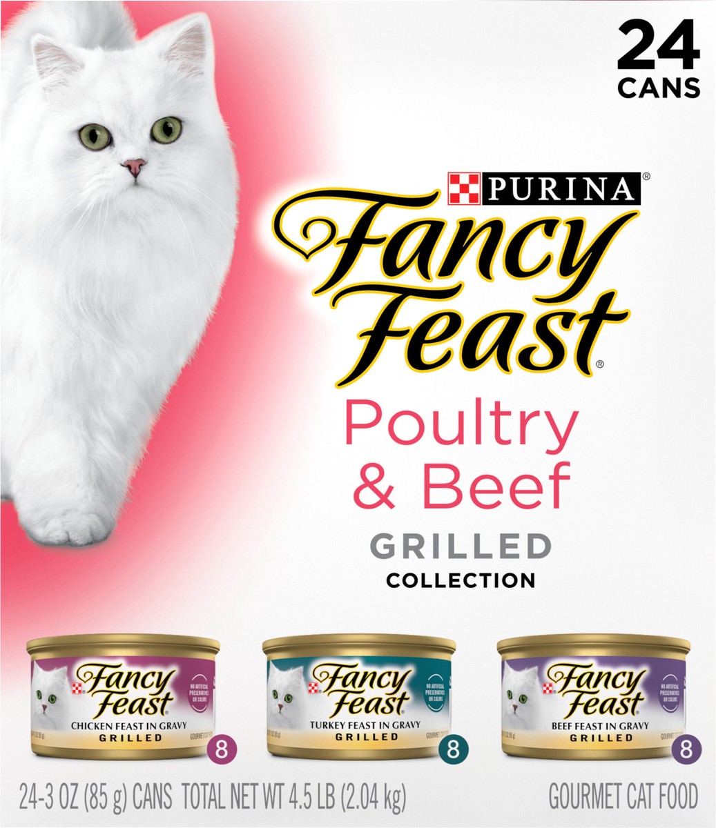 slide 3 of 9, Fancy Feast Purina Fancy Feast Grilled Wet Cat Food Poultry and Beef Collection Wet Cat Food Variety Pack, 4.5 lb