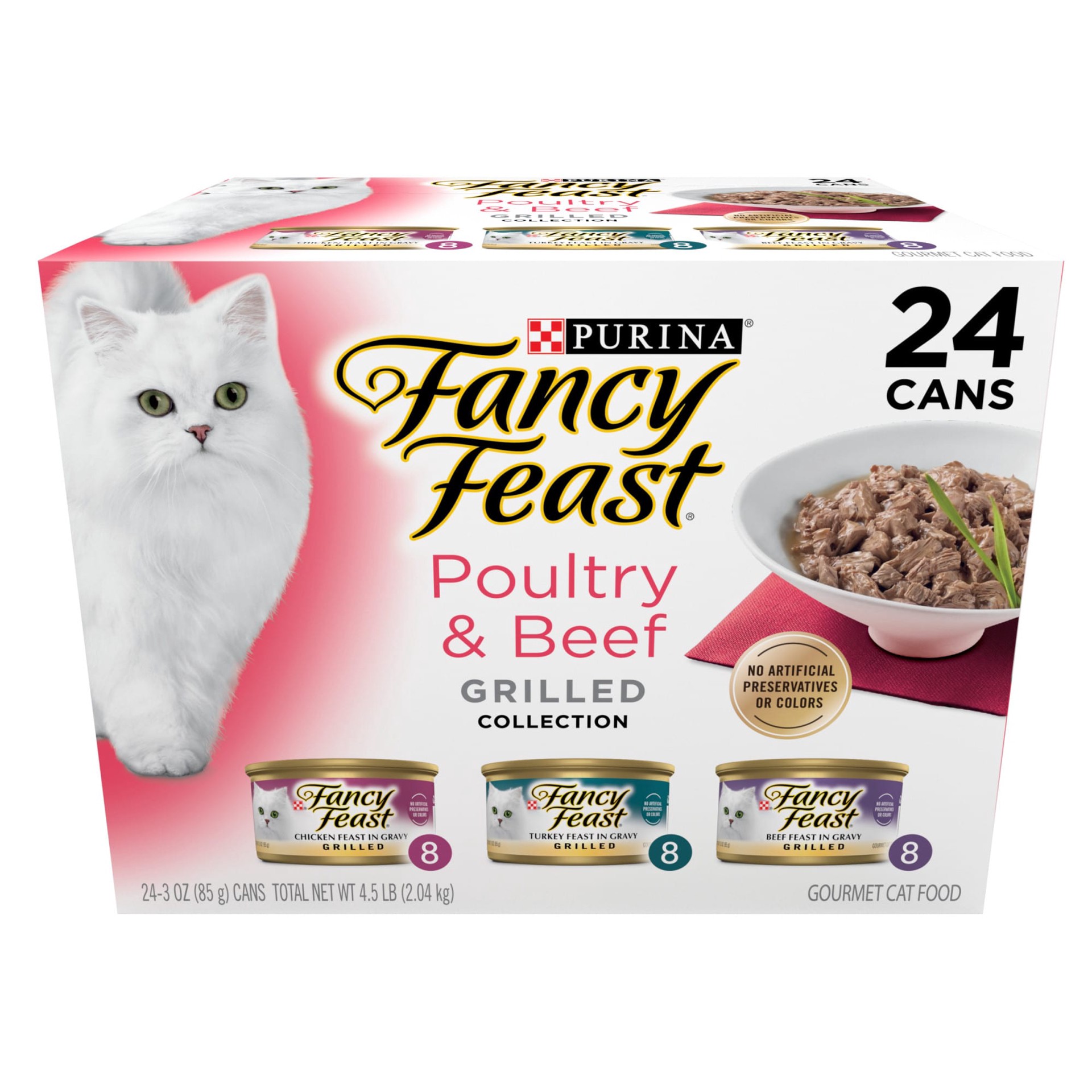 slide 1 of 9, Fancy Feast Purina Fancy Feast Grilled Wet Cat Food Poultry and Beef Collection Wet Cat Food Variety Pack, 4.5 lb