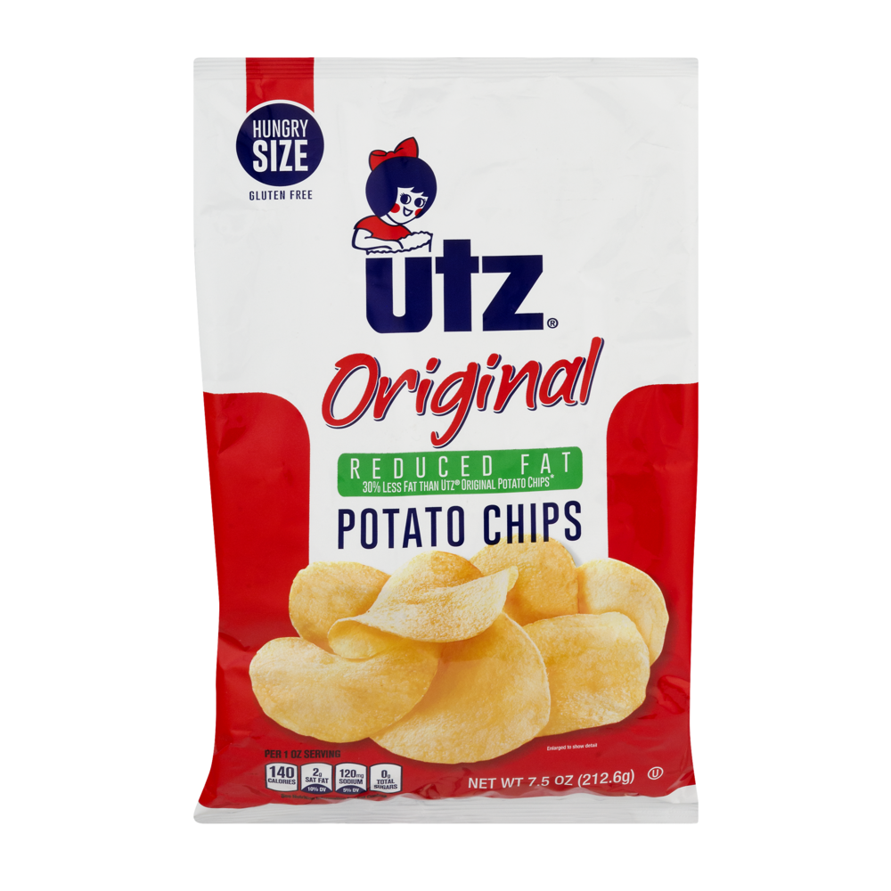 slide 1 of 1, Utz Original Reduced Fat Potato Chips, 7.5 oz