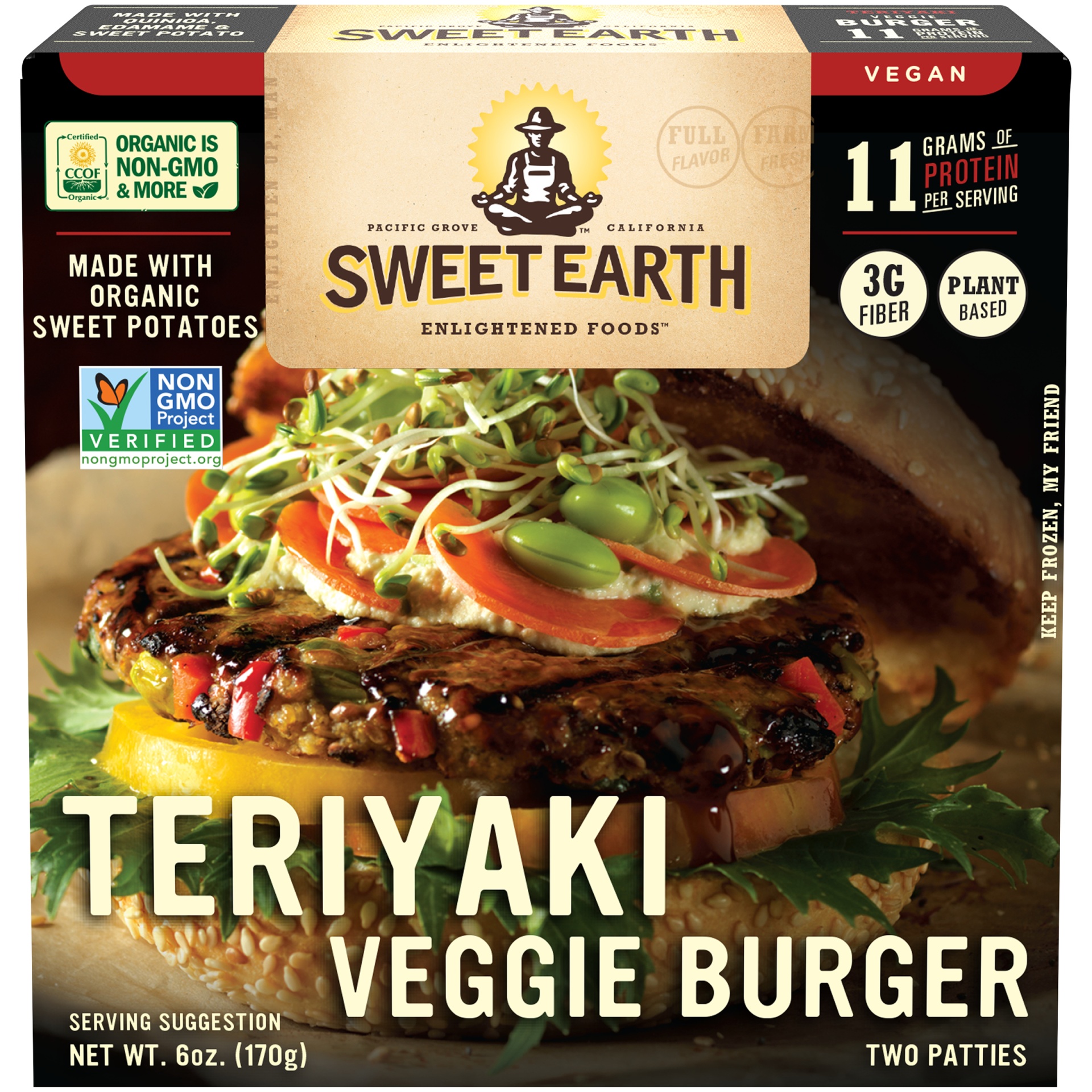 slide 2 of 4, Sweet Earth Veggie Teriyaki Burger, 6 oz