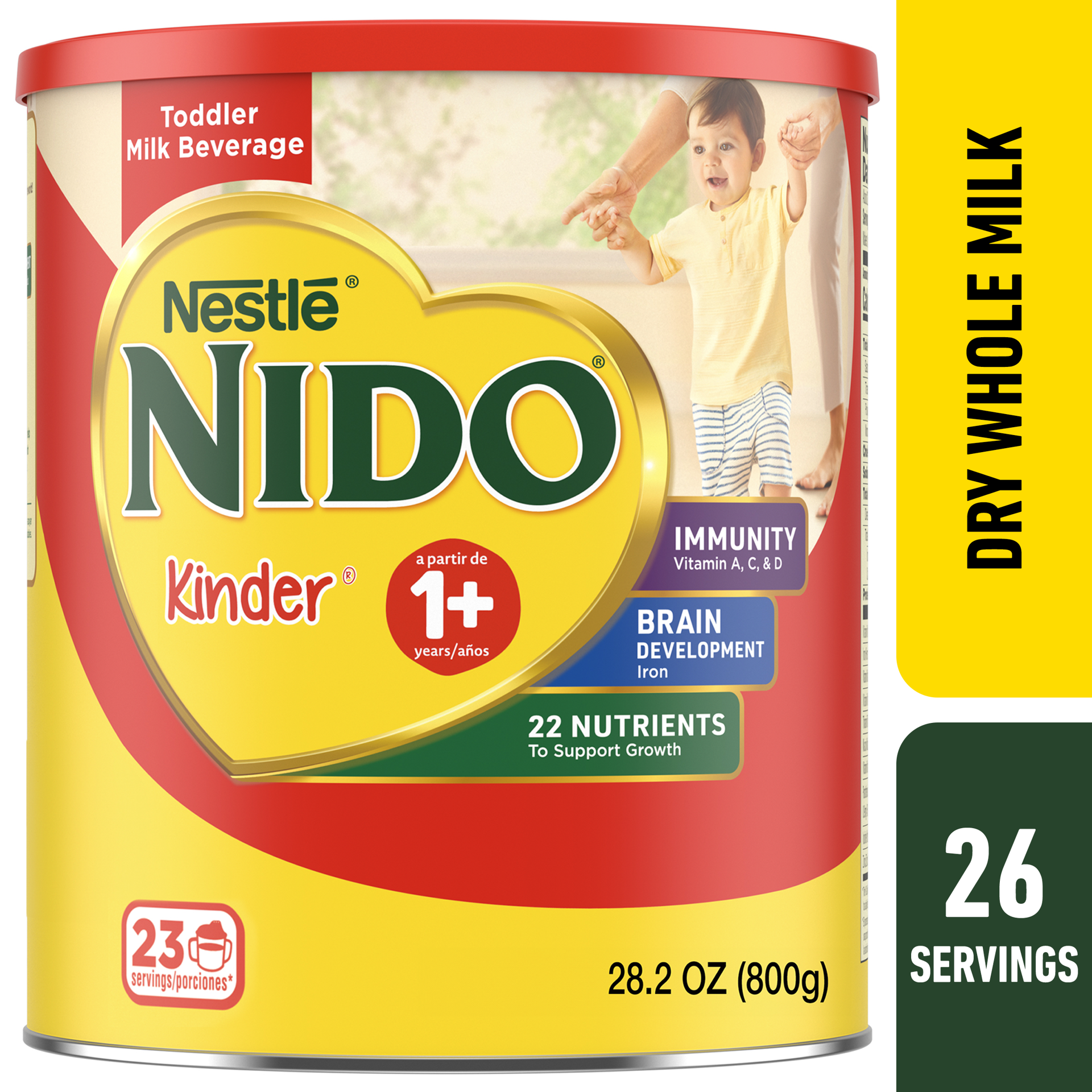 slide 1 of 3, Nido Nestlé NIDO Kinder Toddler Milk Beverage Powder Mix, 1 + Years, 23 Servings per Container, 276 Total Servings, 12 Pack, 1.76 lb