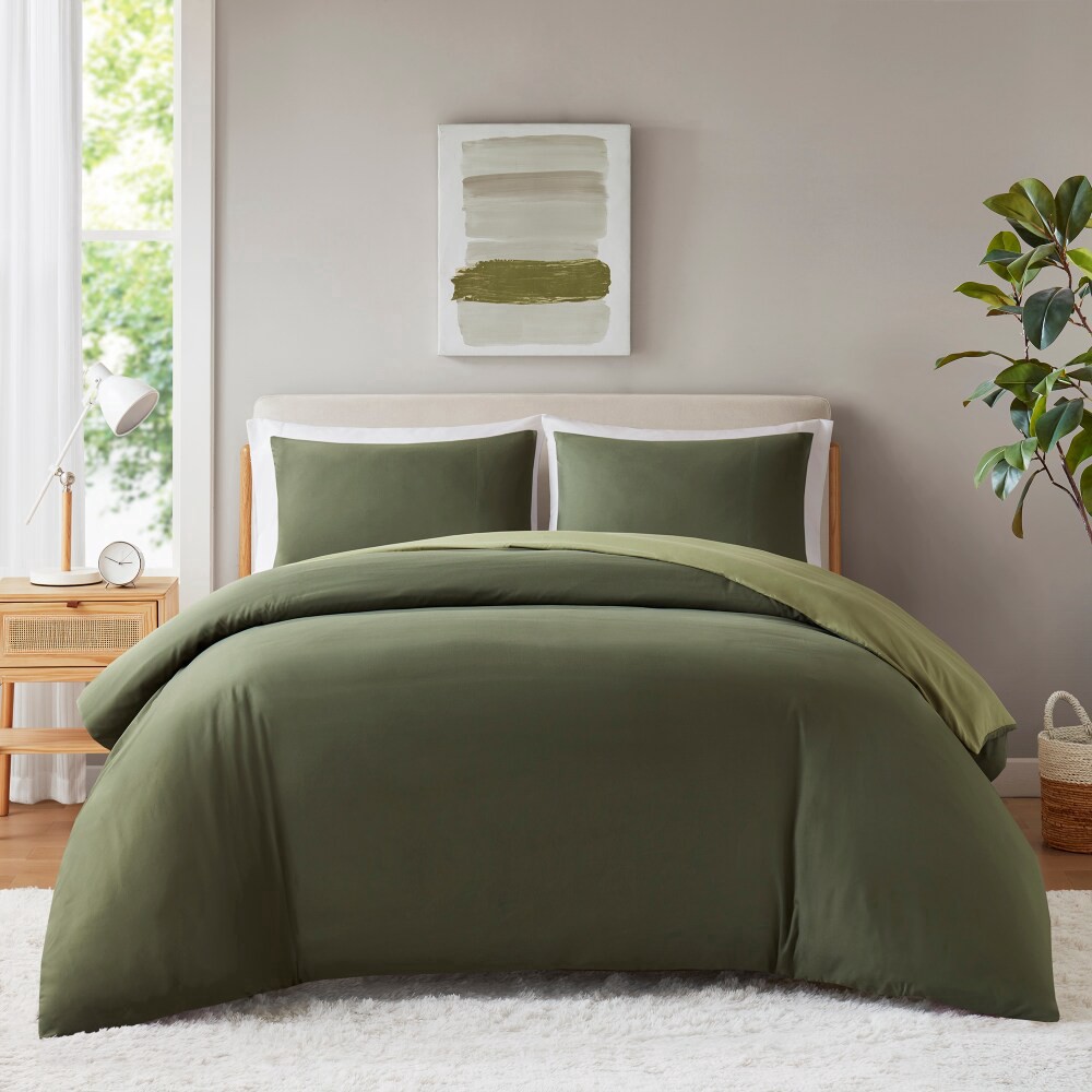 slide 3 of 3, Everyday Living Twin Reversable Duvet Set - Green, Twin Size