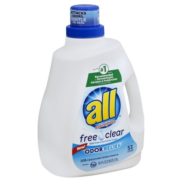 slide 1 of 2, All Liquid Detergent Stainlifters Deep Clean Free & Clear Odor Relief Jug, 94.5 fl oz