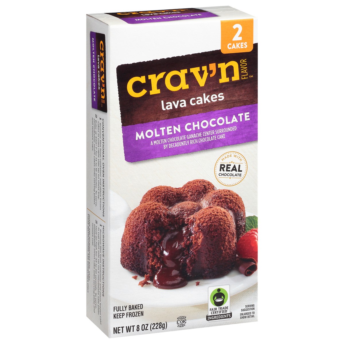 slide 2 of 2, Crav'N Flavor Molten Chocolate Lava Cakes 2 Ea, 8 fl oz