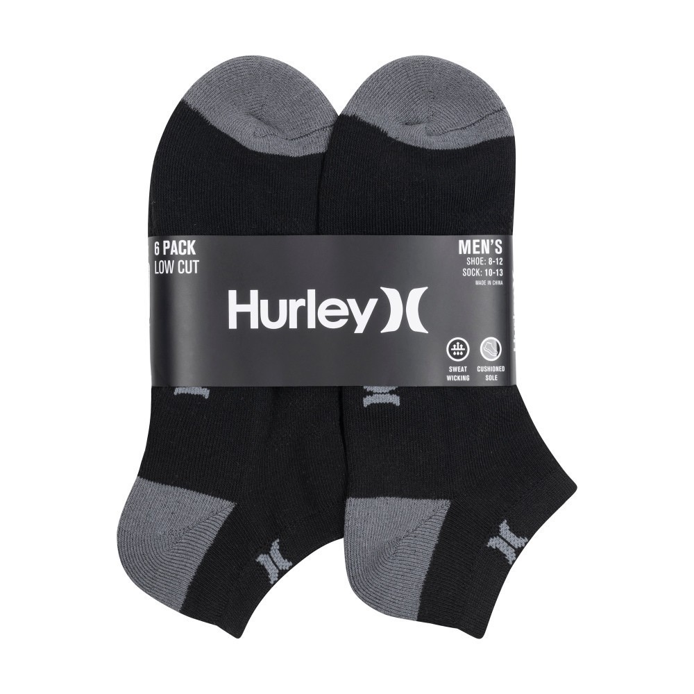 slide 2 of 3, Hurley Mens Low Cut Socks, 6 ct