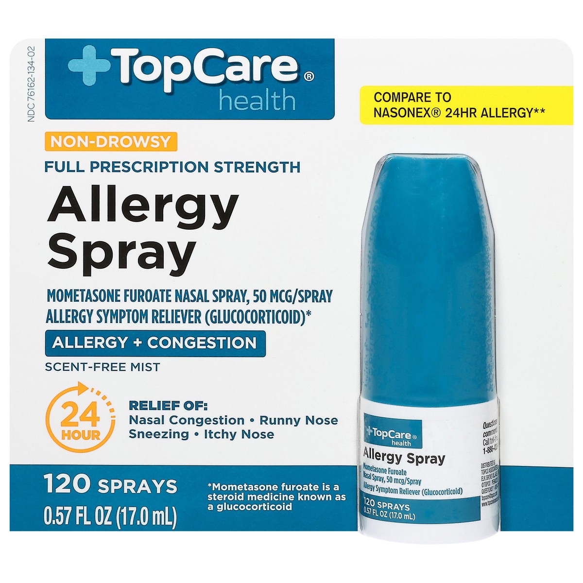 slide 1 of 10, TopCare Health Full Prescription Strength Non-Drowsy Allergy Spray 120 ea, 120 ct