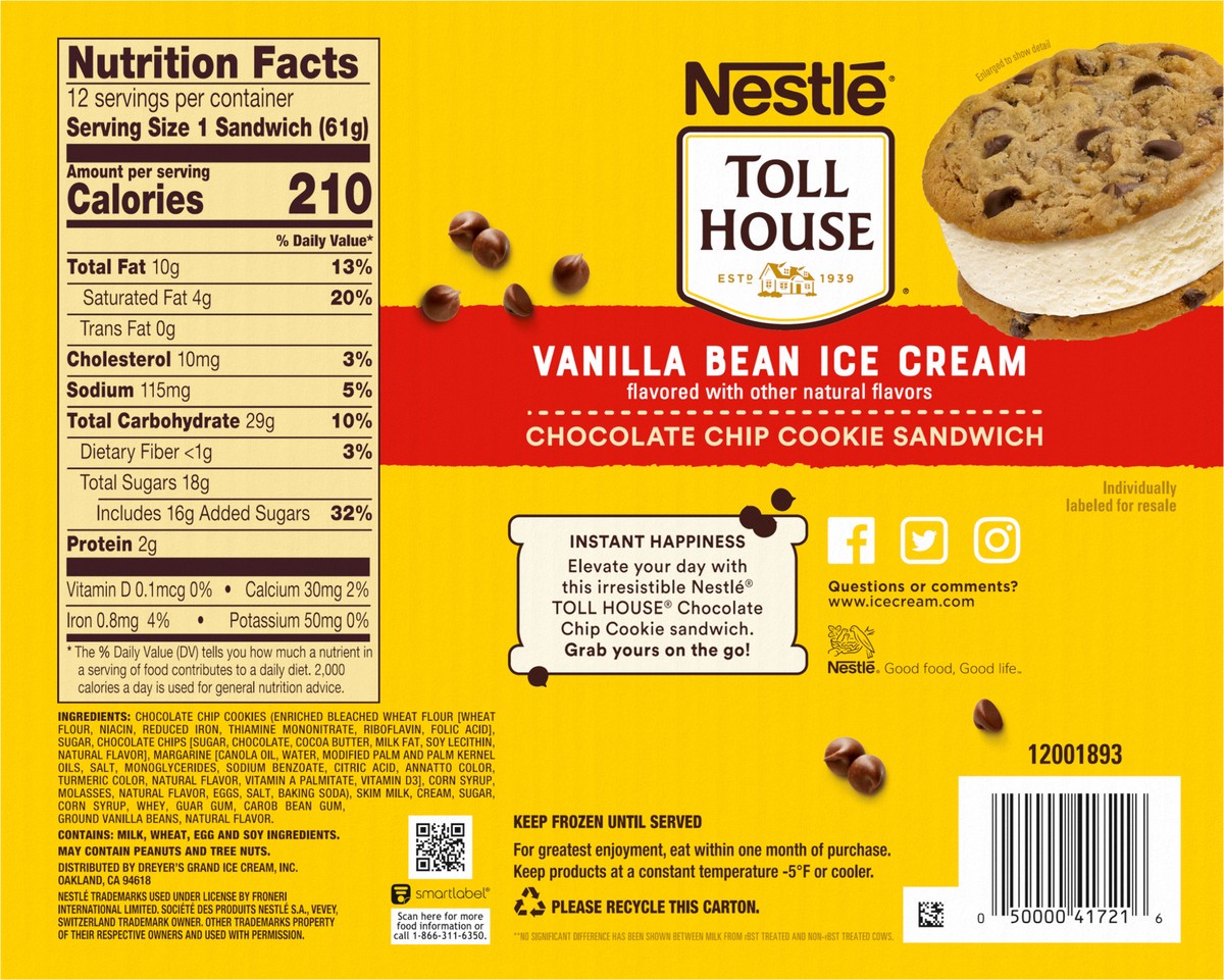 slide 7 of 13, Toll House Chocolate Chip Cookie Sandwiches, 12 Count, 12 ct