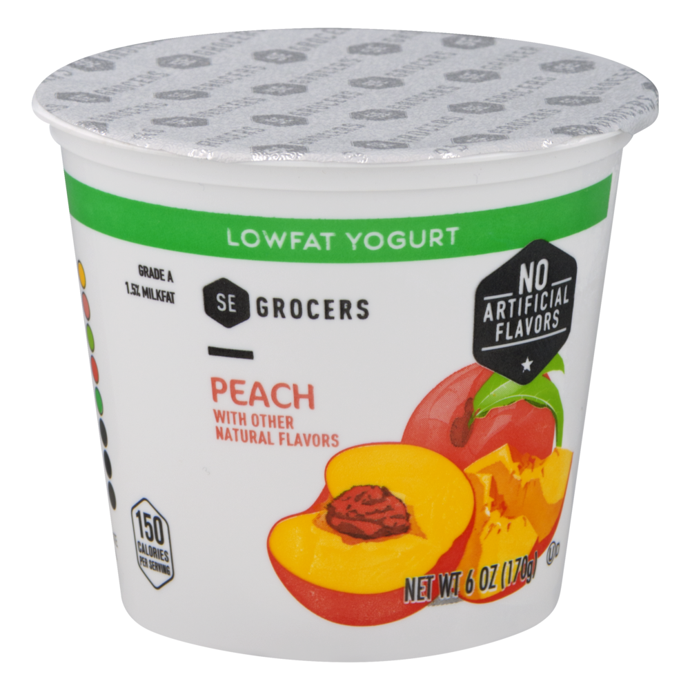 slide 1 of 1, SE Grocers Lf Peach Yogurt, 6 oz