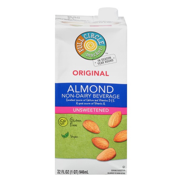 slide 1 of 6, Full Circle Market Almond Unsweetened Original Non-Dairy Beverage 32 oz, 32 oz