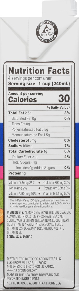 slide 8 of 13, Full Circle Market Almond Unsweetened Original Non-Dairy Beverage 32 oz, 32 oz