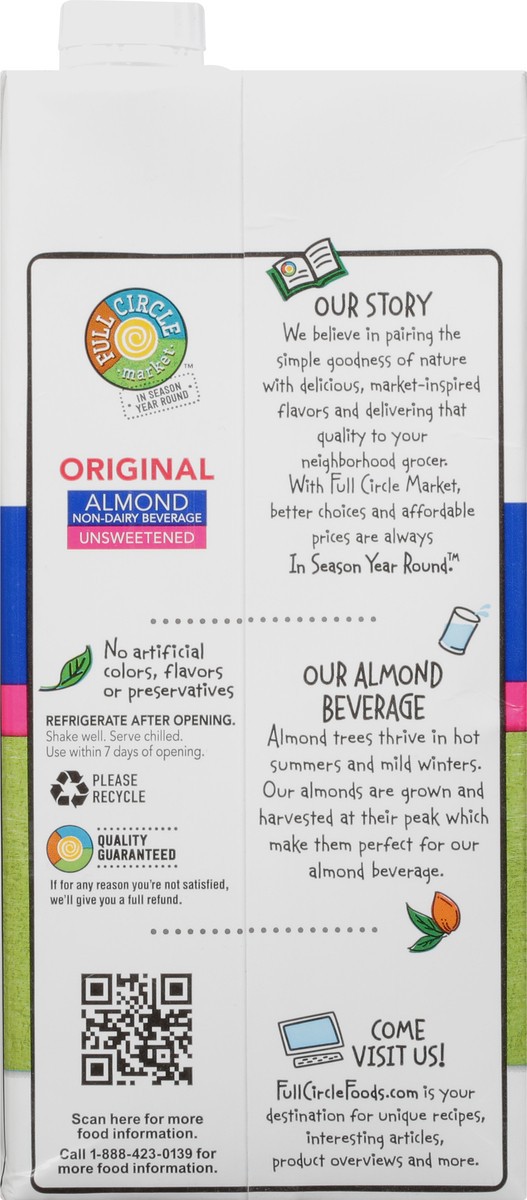 slide 6 of 13, Full Circle Market Almond Unsweetened Original Non-Dairy Beverage 32 oz, 32 oz