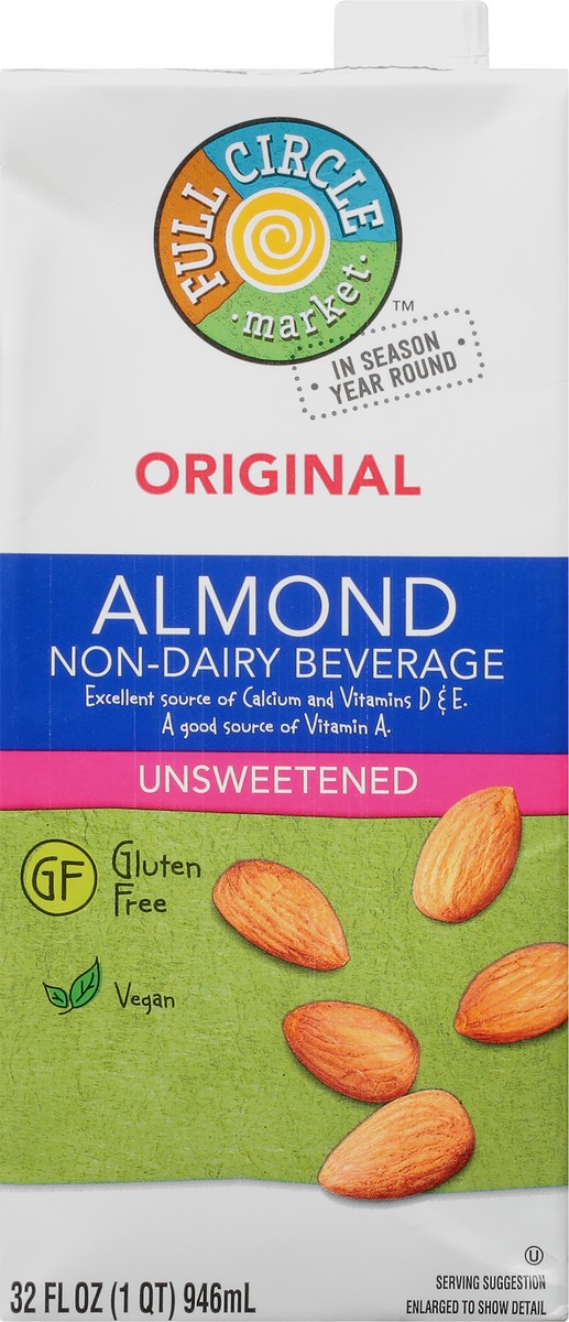 slide 1 of 13, Full Circle Market Almond Unsweetened Original Non-Dairy Beverage 32 oz, 32 oz