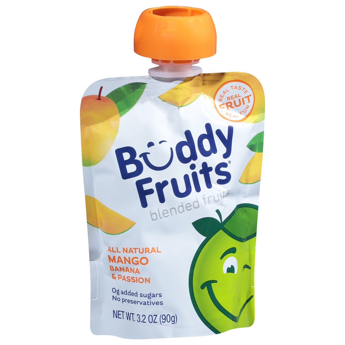 slide 2 of 9, Buddy Fruitss All Natural Mango, Banana & Passion Blended Fruits Pouch, 3.2 oz