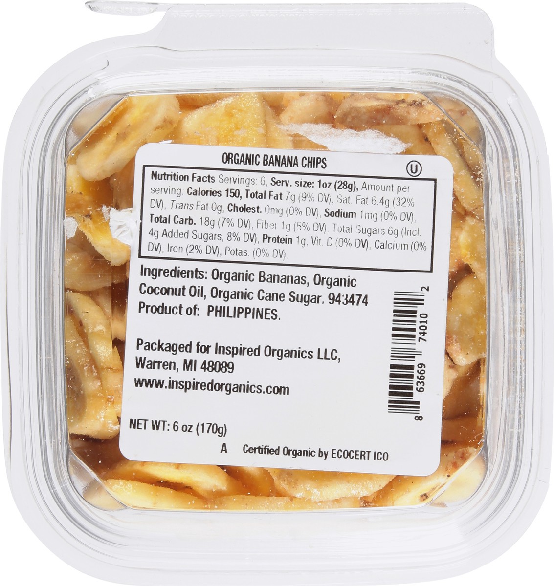 slide 3 of 9, Inspired Organics Organic Banana Chips 6 oz, 6 oz