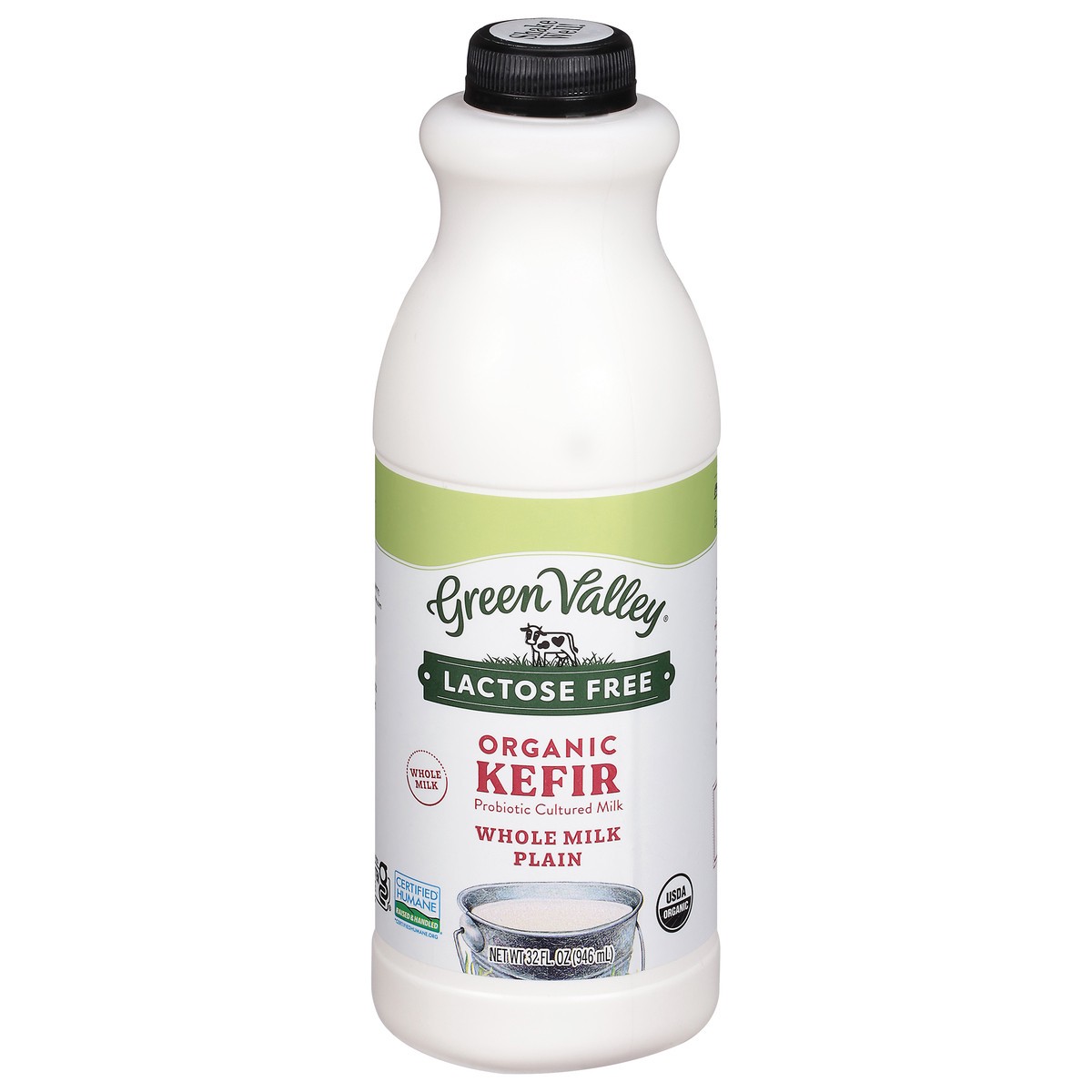 slide 1 of 9, Green Valley Organics Plain Whole Milk Kefir, 32 oz