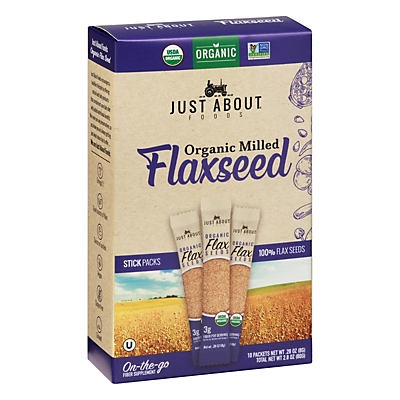 slide 1 of 1, Just About Foods Organic Flaxseed Stickpacks, 10 ct