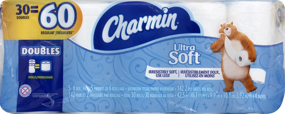 slide 1 of 11, Charmin Double Ultra Soft Bathroom Tissue 30 ea, 30 ct