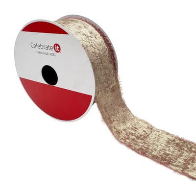 slide 1 of 2, 1.5" X 12ft. Metallic Blush Chiffon With Frayed Edges Ribbon By Celebrate It, 1.5 in x 12 ft